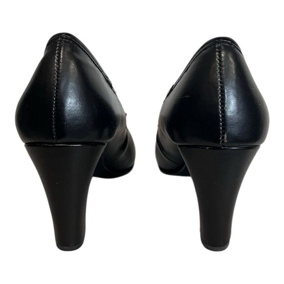 Predictions | Black Shiny Bow Closed Toe Dress Pump Heel Shoe 8.5 - Picture 6 of 10